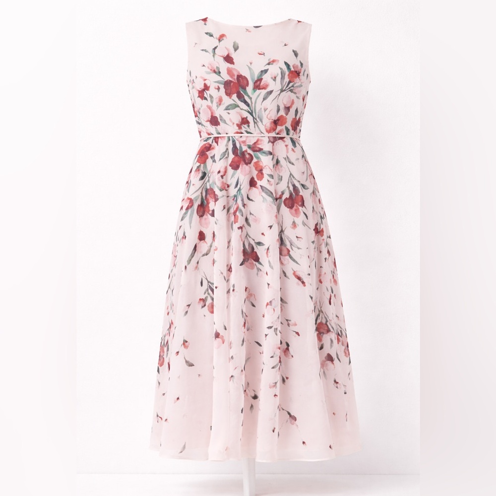 Hobbs Sleeveless floral Carly midi Dress, size 14